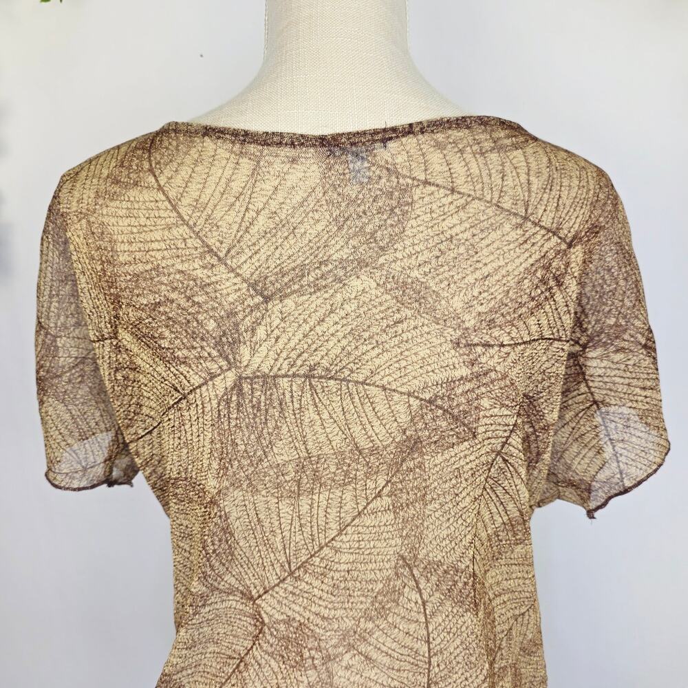 Charlotte Russe Y2K Sheer Top Large Brown Leaf Forest Fairy Goblin Boho Earthy - Picture 9 of 16